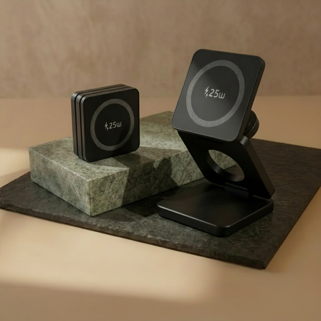 Station de Charge Sans Fil 3-en-1 Magnétique 25W Qi2 – iPhone, Apple Watch & AirPods