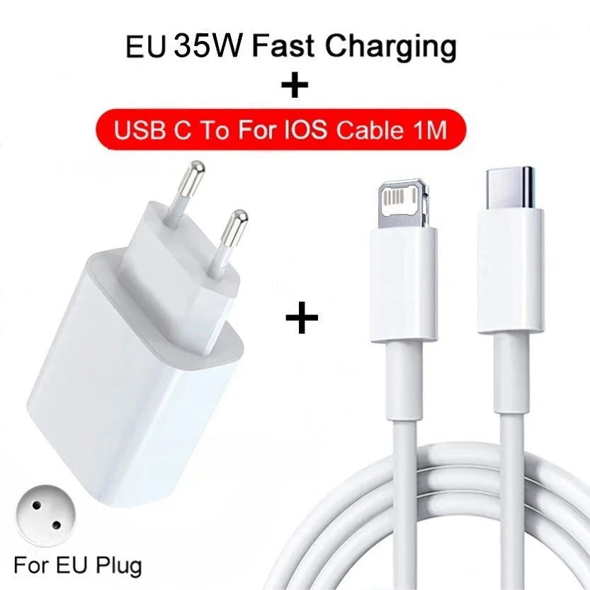 Chargeur Secteur Rapide PD 35W + Câble USB-C Haute Vitesse pour iPhone