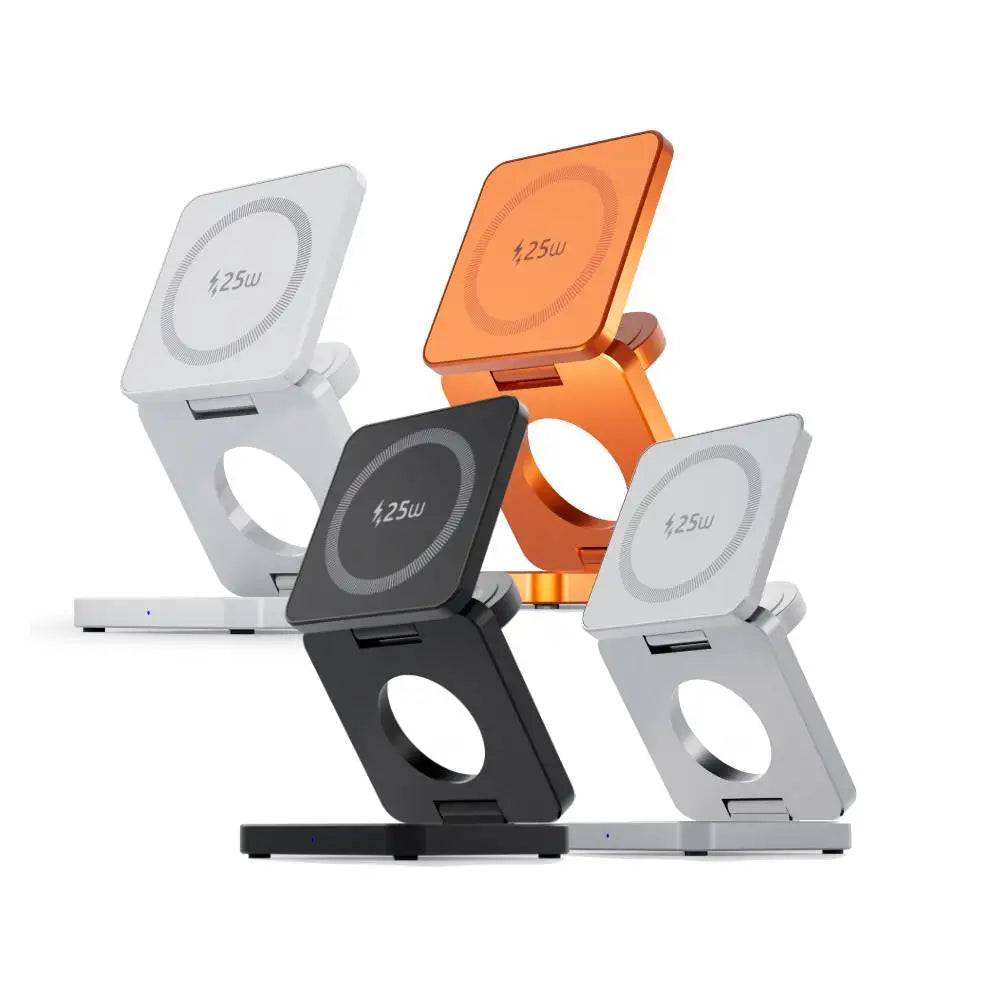 Station de Charge Sans Fil 3-en-1 Magnétique 25W Qi2 – iPhone, Apple Watch & AirPods