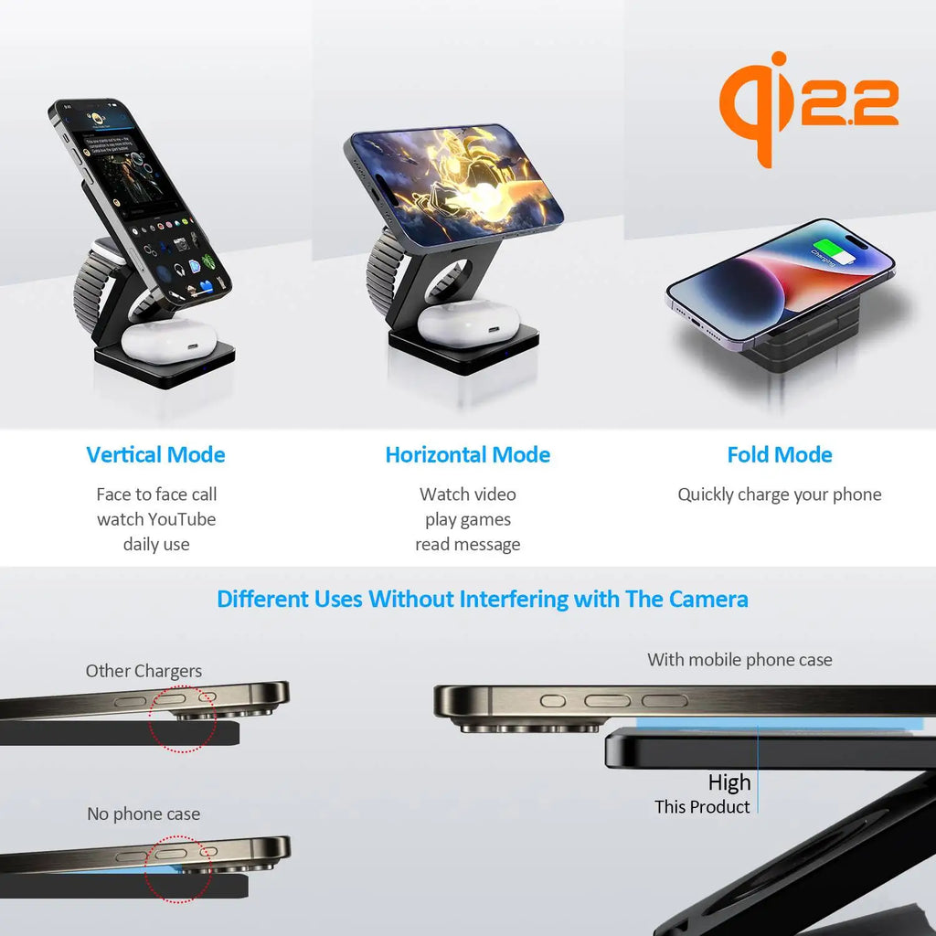 Station de Charge Sans Fil 3-en-1 Magnétique 25W Qi2 – iPhone, Apple Watch & AirPods