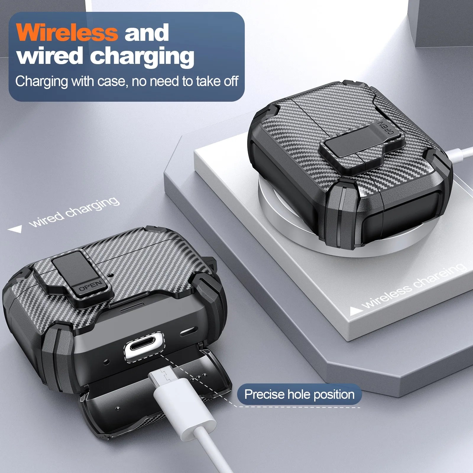 Coque de Protection Magnétique avec Ouverture Automatique pour AirPods Pro ,AirPods 4 3 2 1